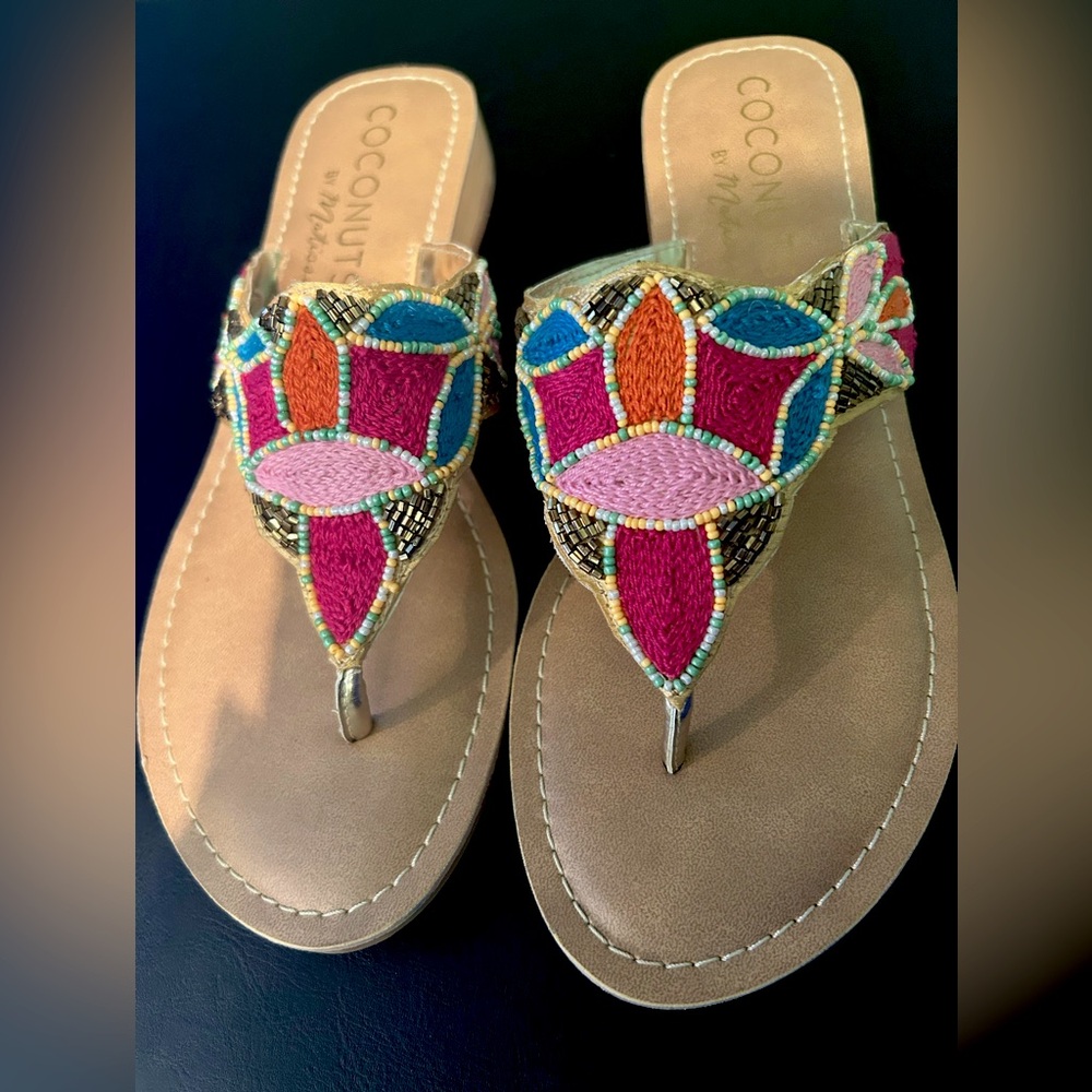 Matisse Multicolor Beaded Embroidered Thong Sandals